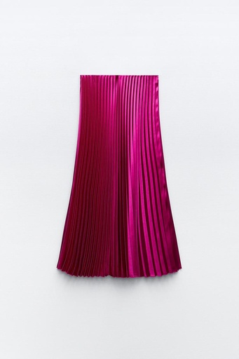 PLEATED SATIN MIDI SKIRT